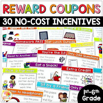Preview of Printable Classroom Reward Coupons: No-Cost Individual Class Coupon Cards