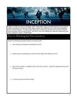 Preview of Inception Movie Guide + Answer Key
