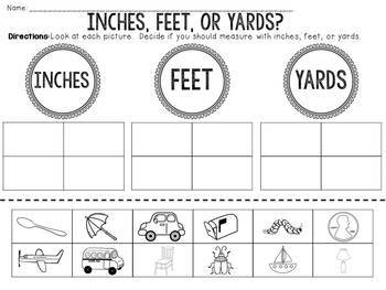 Inches Feet or Yards? Cut and Paste Sorting Activity by JH Lesson Design