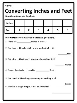 Inches and Feet Worksheet Converting Measurements Conversion Worksheet