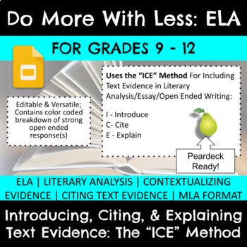 Preview of Including Text Evidence | Open Ended | Essay | Literary Analysis | Citations