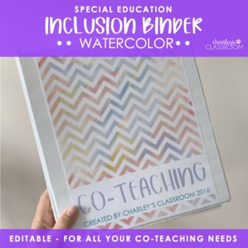 Preview of Inclusion Teacher Binder (Watercolors) | for Co-Teaching Special Education