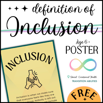 Preview of Inclusion Definition for Kids | Special Education | FREE Poster 