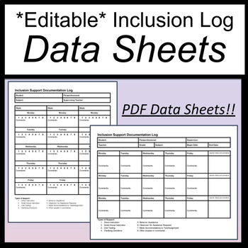 Preview of Inclusion Log [Inclusion Data Sheets] [Inclusion Documentation Log Editable]
