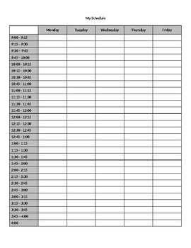 Preview of Inclusion/Resource Schedule Template