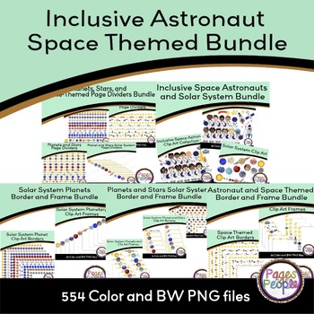 Preview of BUNDLE: Inclusive Astronauts and Space-Themed Clip Art