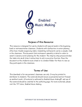 Inclusive Band Classroom: Tuba Assembly Motor Planning Task Sheet