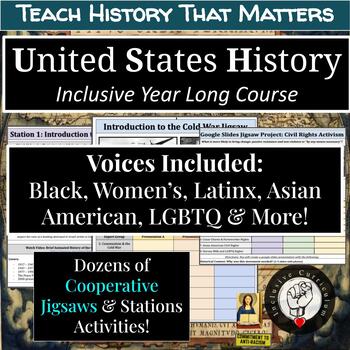 Preview of Inclusive & Engaging U.S. History Year Long w DBQ Activities, Readings & More