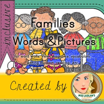 Preview of Inclusive Family Word Wall Words with Pictures