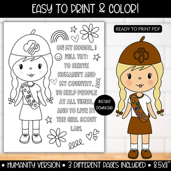 Inclusive Girl Scout Promise Coloring Page Poster, Girl Scout Promise ...