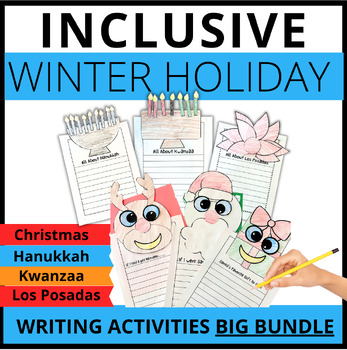 Preview of Inclusive Holiday Writing Craft Christmas Kwanzaa Hanukkah Los Posadas BUNDLE