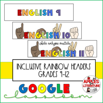 Preview of Inclusive Rainbow Google Classroom Headers for Diversity
