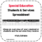 Inclusive Special Education Students & Services Spreadsheet