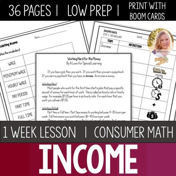 Preview of Income Lesson Unit Consumer Math Life Skills Special Education