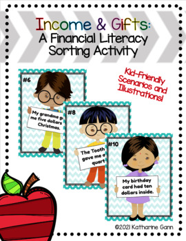 Preview of Income & Gifts - Editable Financial Literacy Sort + Task Cards for Small Groups