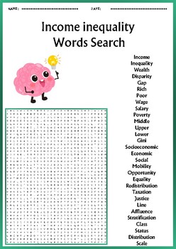Preview of Income inequality words search puzzles worksheets