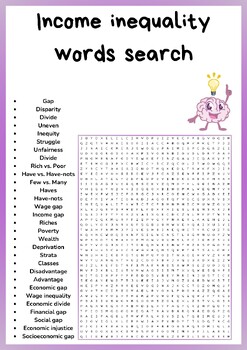 Preview of Income inequality words search puzzles worksheets activity
