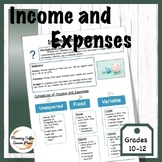 Incomes and expenses, differentiated worksheet, Math 11