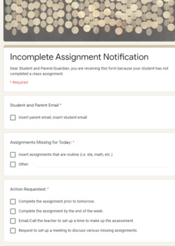 Preview of Incomplete Assignment Notification template