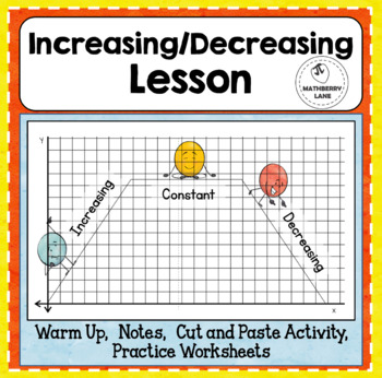 Increasing Decreasing Intervals of Functions Lesson Practice Worksheets