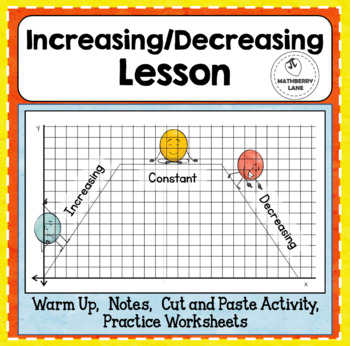 Preview of Increasing Decreasing Intervals of Functions Lesson Worksheets