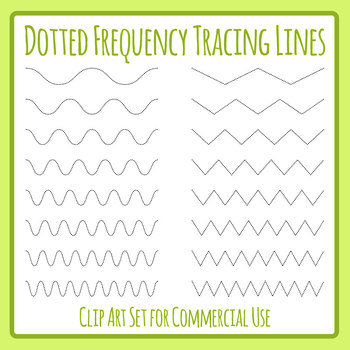 Preview of Increasing Frequency Wavey Lines & Zig Zag Dashed Tracing Lines Clip Art