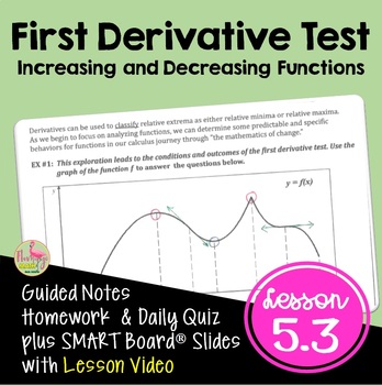 Preview of Calculus First Derivative Test with Lesson Video (Unit 5)