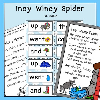 Preview of Incy Wincy Spider Nursery Rhymes Activities, Song, Lyrics, Itsy Bitsy AUS UK