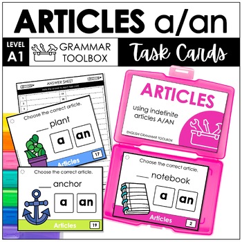 Preview of Indefinite Articles A or AN - Task Cards - ESL GRAMMAR TOOLBOX