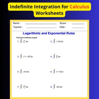 Preview of Indefinite Integration for Calculus Worksheets