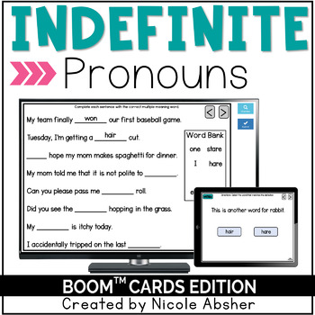 Preview of Indefinite Pronouns-Subject Verb Agreement BOOM™ Cards Distance Learning