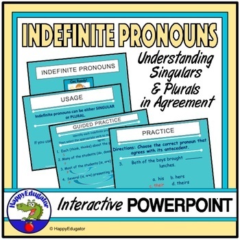 Preview of Indefinite Pronouns in Subject Verb Agreement - Pronoun Antecedent Agreement