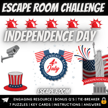 Preview of Independence Day 4th July  Escape Room Challenge