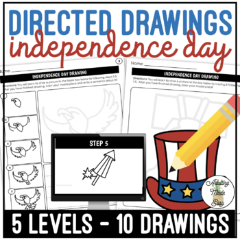 Preview of Independence Day 4th of July Art Directed Drawing Worksheets