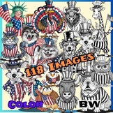 Independence Day Animal Fun Clipart / American Animal Cele