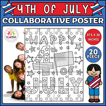 Preview of Independence Day Collaborative Coloring Poster | 4th of July Craft Project