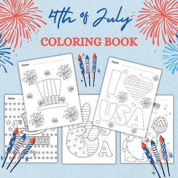 Preview of Independence Day Coloring Pages Activities, Kindergarten, Homeschool USA