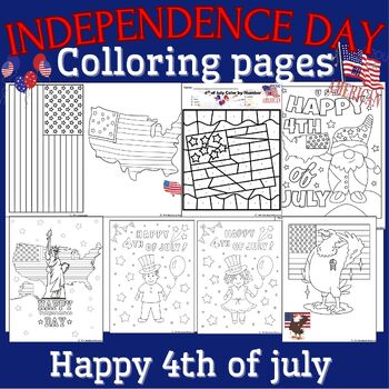 Preview of Independence Day Coloring Pages Color by Code American Flag Happy 4th of July