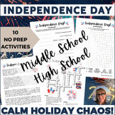 Independence Day Activities Puzzles Middle High School Sub