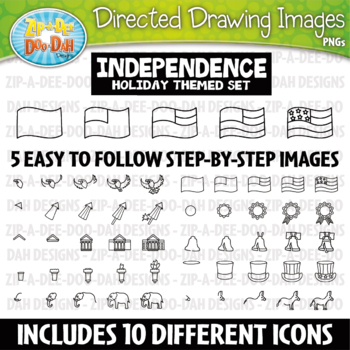 Preview of Independence Day Directed Drawing Images Clipart Set {Zip-A-Dee-Doo-Dah Designs}