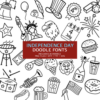 Preview of Independence Day Doodle Fonts, Instant File otf, ttf Font Download