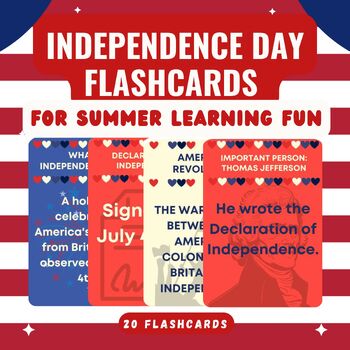 Preview of Independence Day Flashcards Flashcards for Summer Learning Fun - End-of-Year