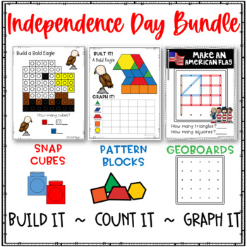 Preview of Independence Day Holiday Activities Bundle-Geoboards, Snap Cubes, Pattern Blocks