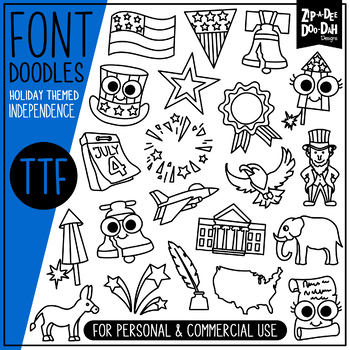 Preview of Independence Day / July 4th Doodle Font {Zip-A-Dee-Doo-Dah Designs}