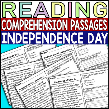 Preview of Independence Day Reading Comprehension Passages With Questions