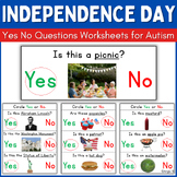 Independence Day Speech Therapy Yes No Questions Worksheet