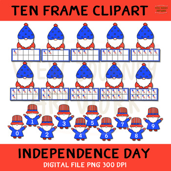 Preview of Independence Day Gnome Ten frame template, Ten frame clipart