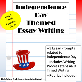 Preview of Independence Day (Fourth of July) Theme Essay Writing, w Rubrics & Printables