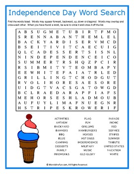 Independence Day Word Search Puzzle by Words Are Fun | TpT