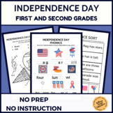 Independence Day Worksheets Puzzles 1st 2nd Grade Sub Plan